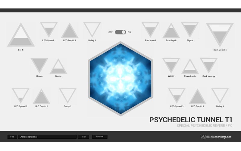 G-Sonique has released Psychedelic Tunnel T1,  unique sci-fi reverb / 3D spatial ambience generator plug-in for Windows