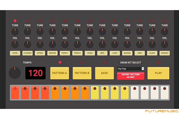 HTML5 drum machine emulator tr-909, tr-808