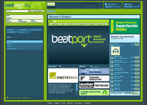 Beatport.com Version 2.0 homepage