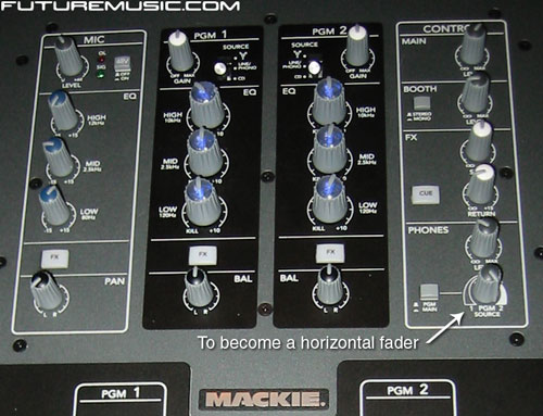 Mackie D.2 DJ Mixer closeup