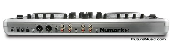 Numark N4 DJ MIDI controller audio interface back view