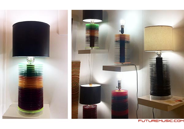 lamps made from repurposed vinyl